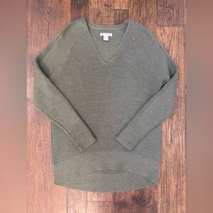 Athleta Sweater Womens Hanover V-Neck Gray Knit Merino Wool Blend Relaxed